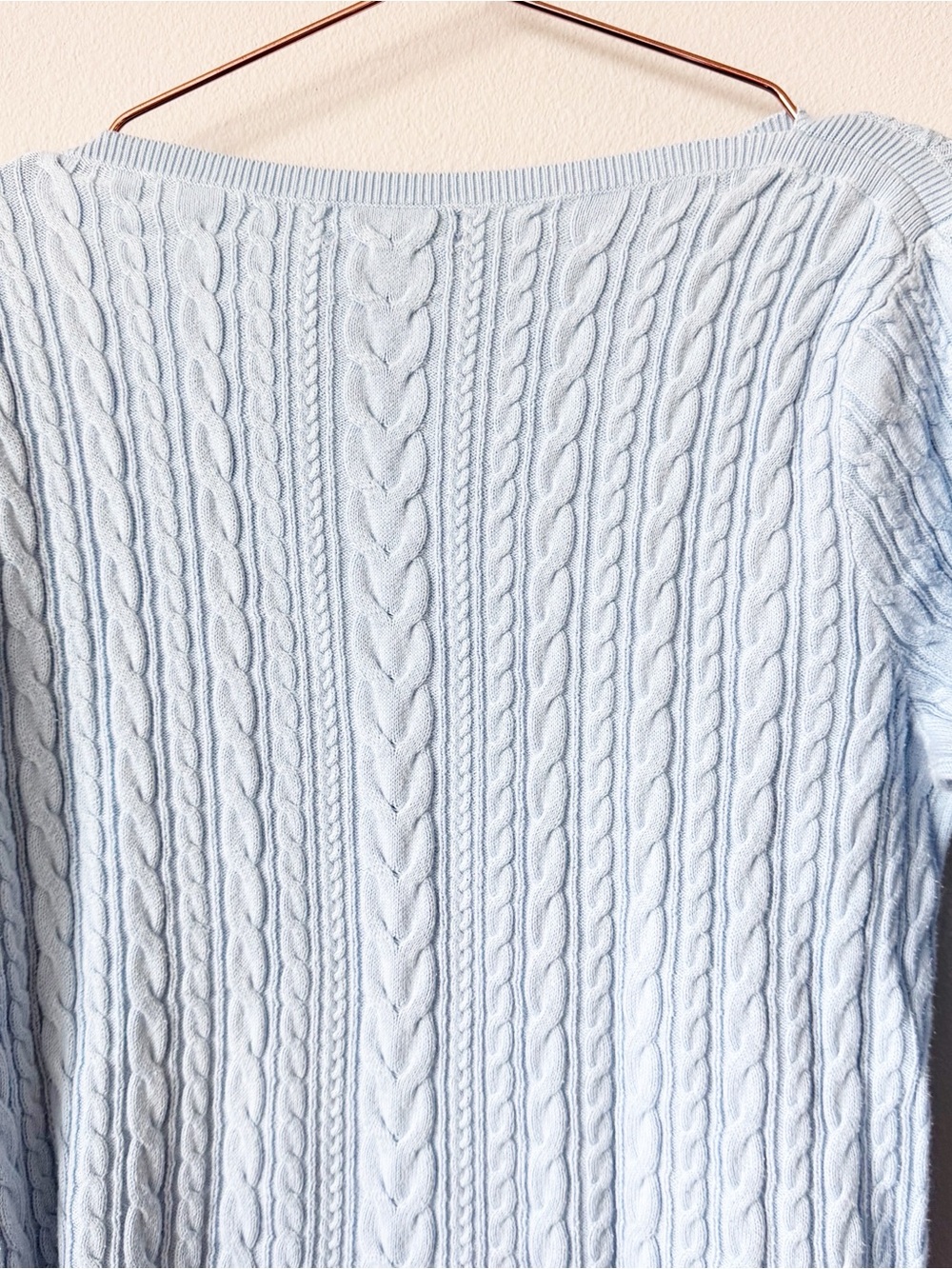 Lands' End Baby Blue Cable Knit Boat Neck Sweater - Picture 8 of 9